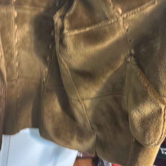 Dennis Basso Coat | Faux Suede Brown Button Up Coat | size 1X - Picture 5 of 8